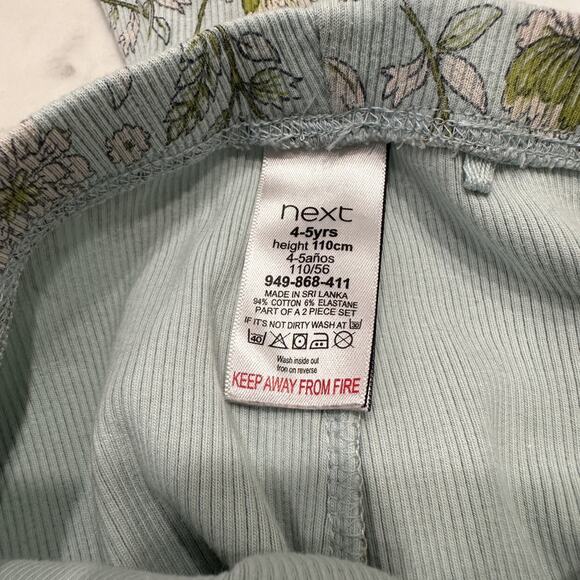 Next Blue Floral Ribbed Leggings - Picture 5 of 7